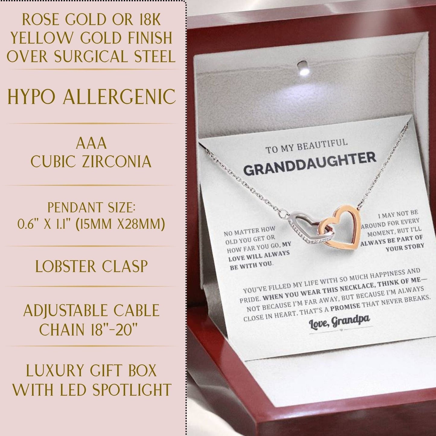 My Promise to you Granddaughter Interlocking Heart Necklace