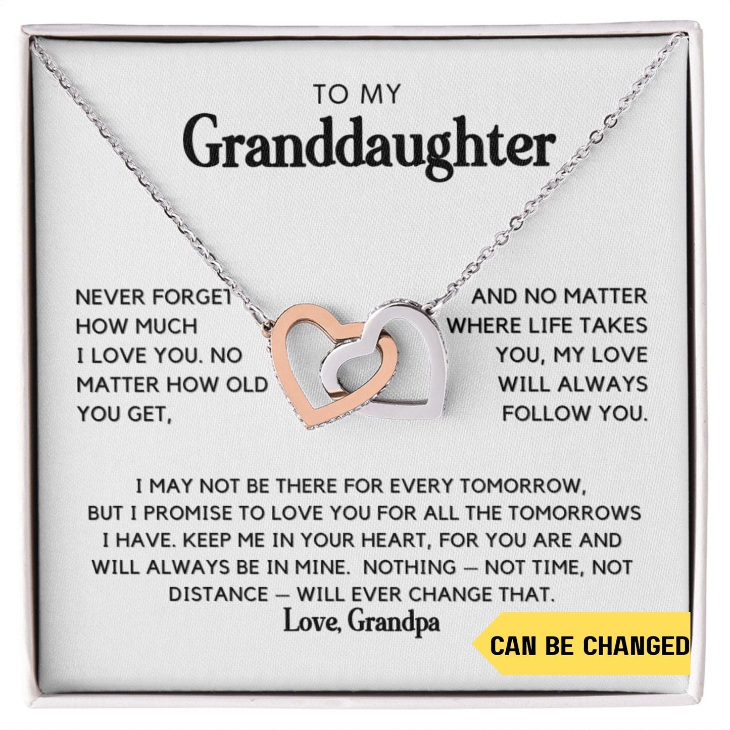 Promise for all Tomorrows Granddaughter Interlocking Hearts necklace