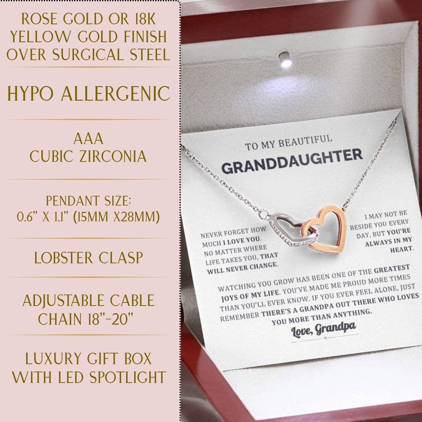 You are always in my heart Granddaughter Interlocking Necklace