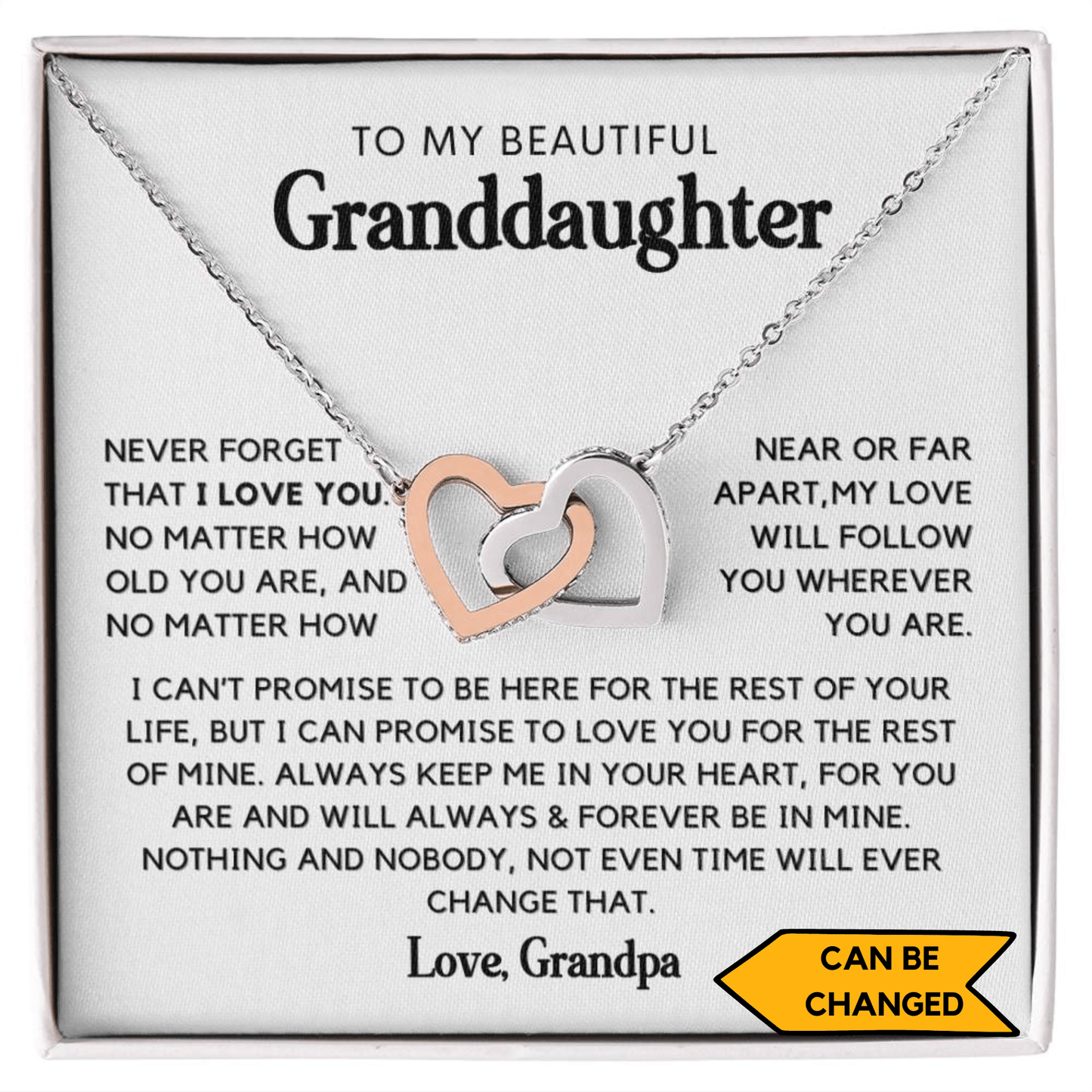 To My Beautiful Granddaughter - Interlocked Hearts Necklace Gift Set