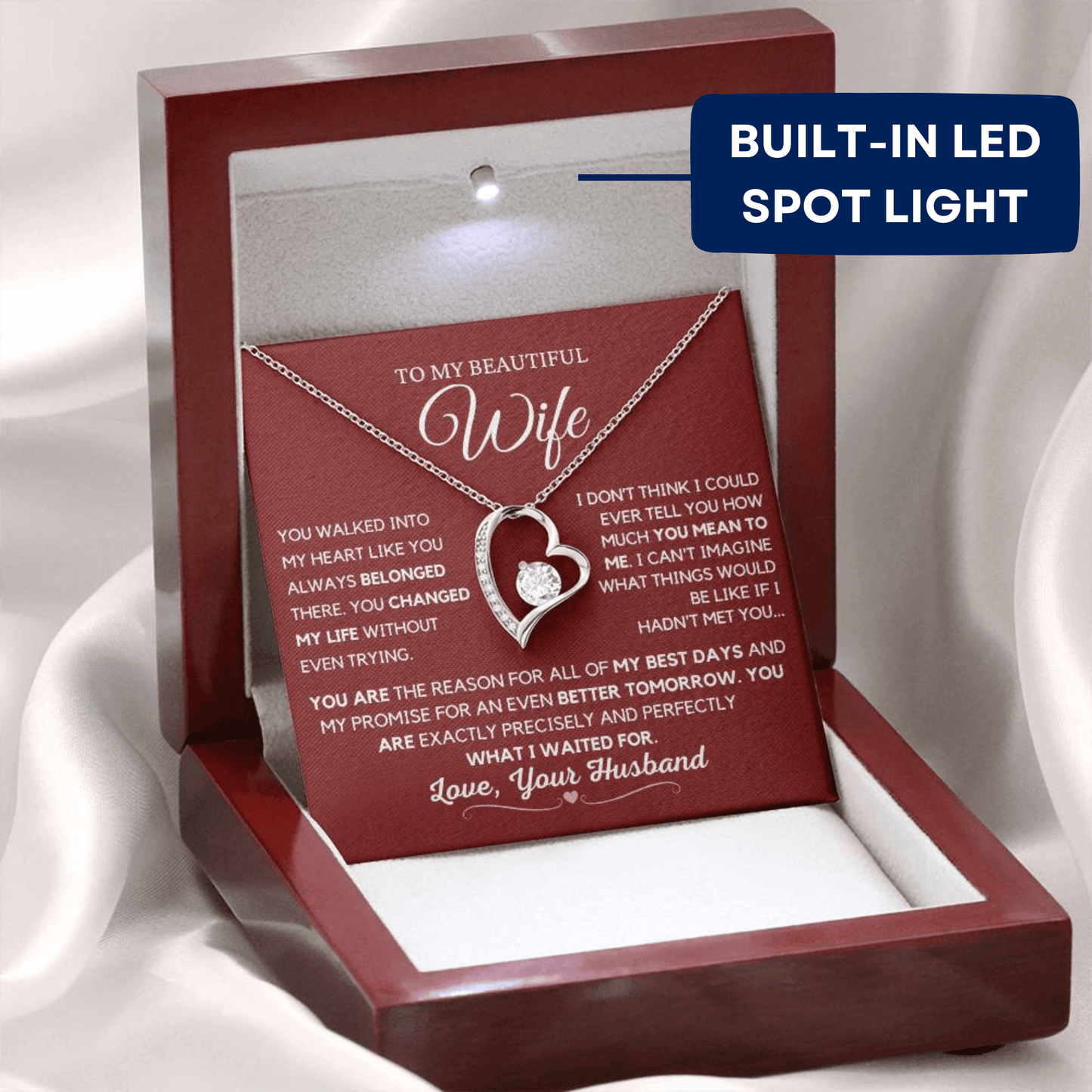 To my wife -Forever Love Necklace- From Husband-Red