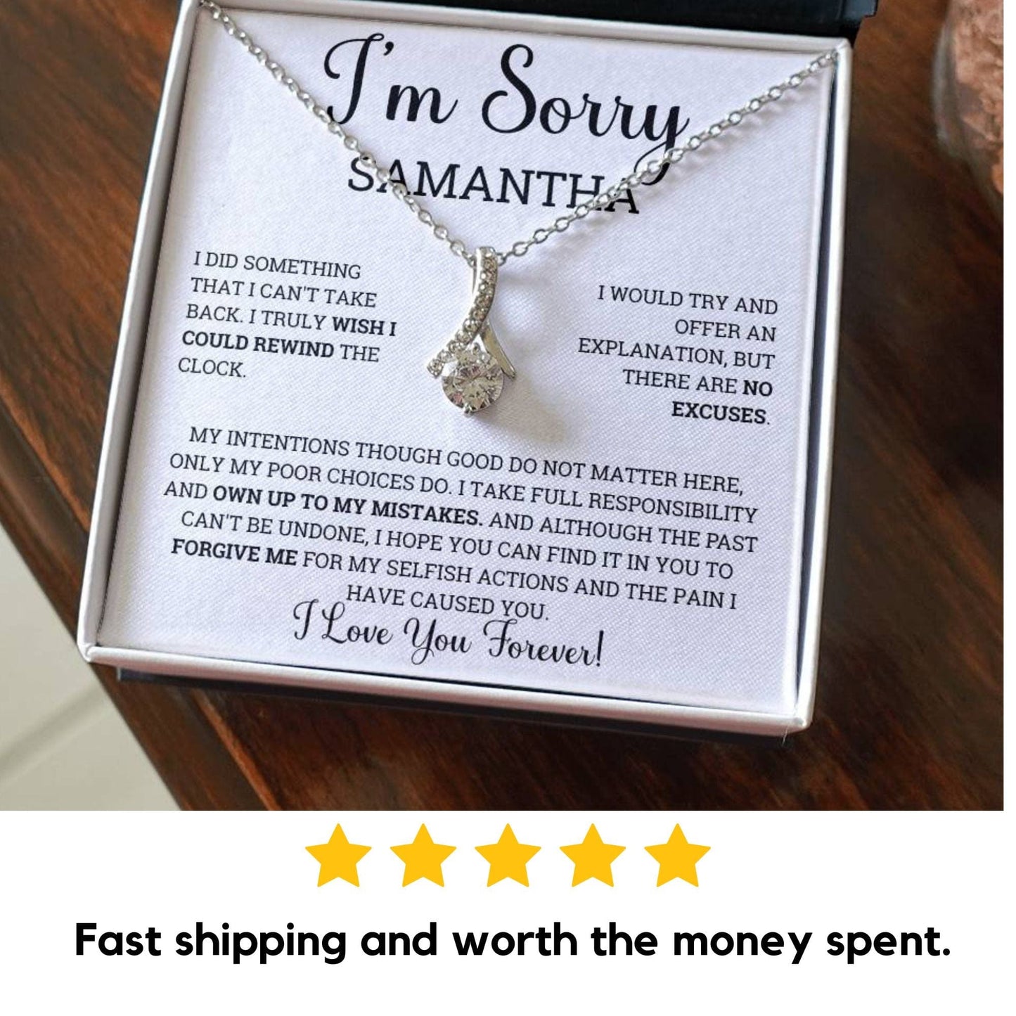 Personalized I'm Sorry Gift Necklace for Her, Custom Apology Gift