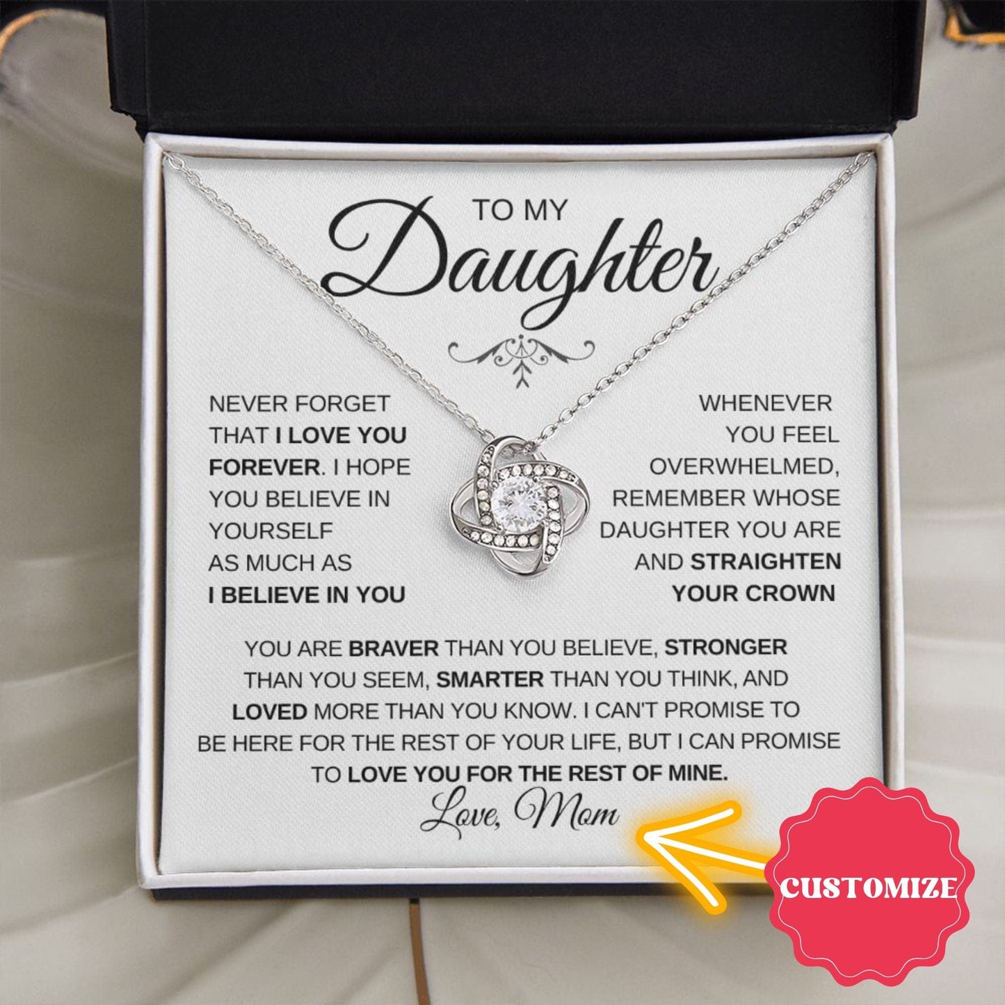 I Believe in you - Mom or Dad to Daughter Loveknot Necklace, Graduation gift or Birthday Gift