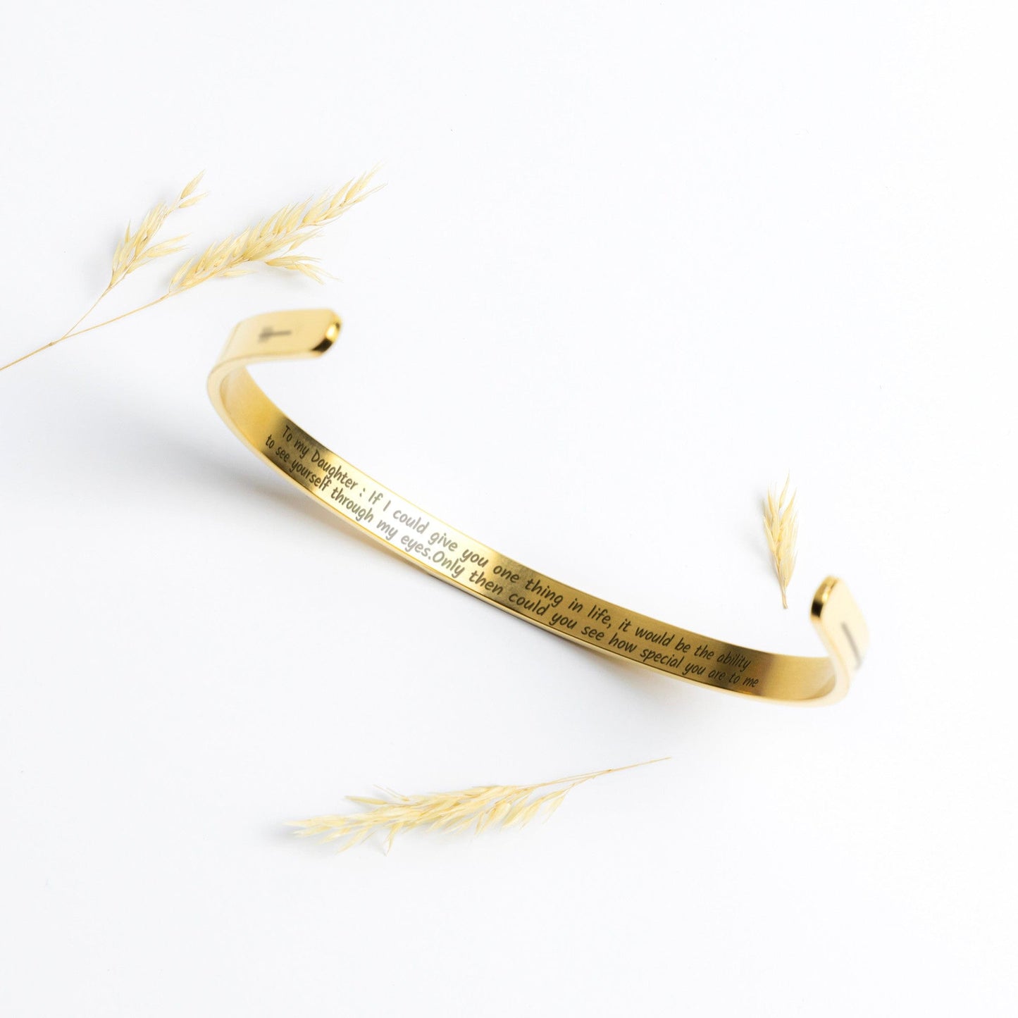 To my Daughter Personalized Engraved Cuff Bracelet, Motivational Jewelry for her