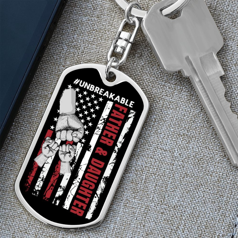 Father & Daughter Unbreakable Dog Tag Keychain