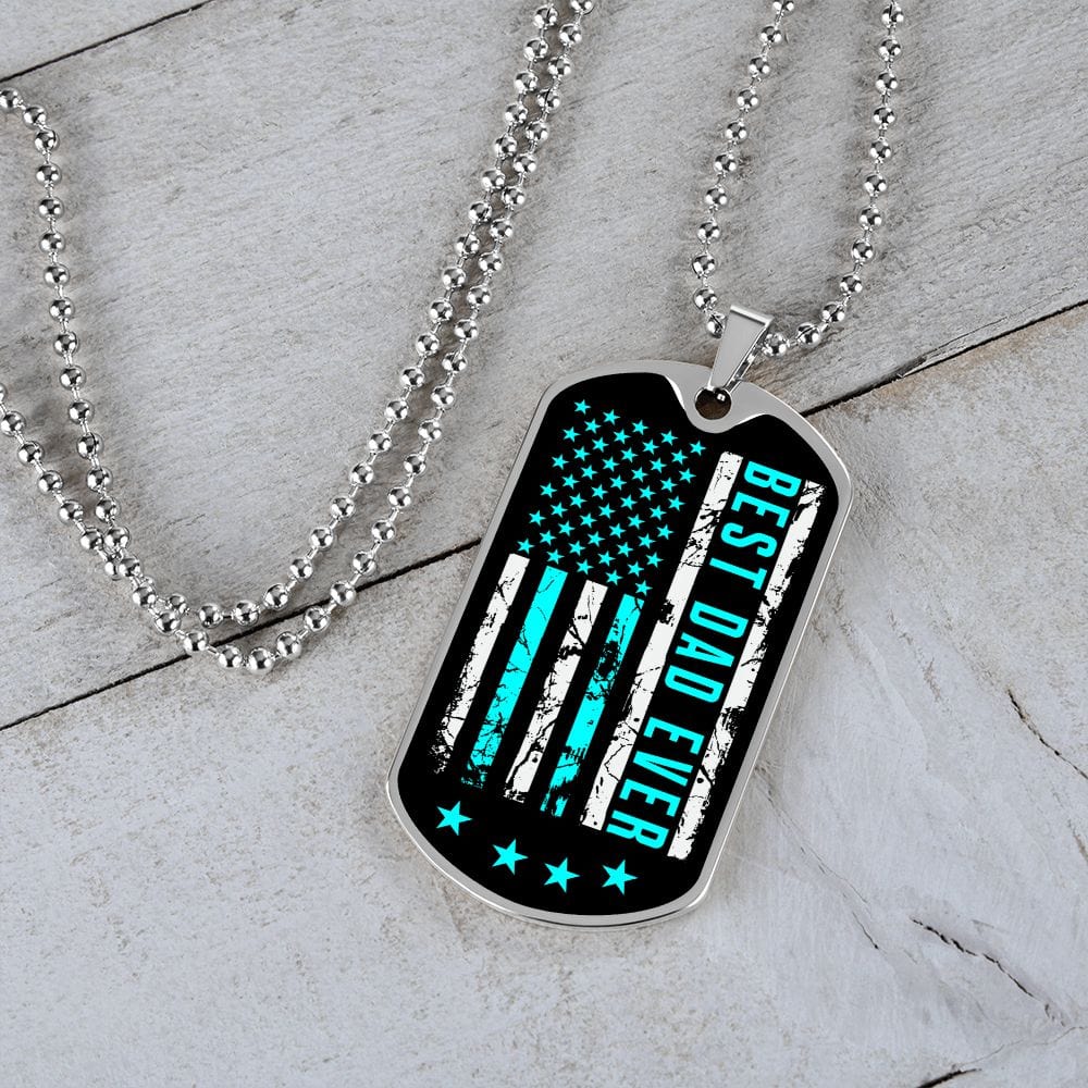 Personalized Best Dad Ever Dog Tag Necklace, Father's Day gift for Dad from Son or Daughter