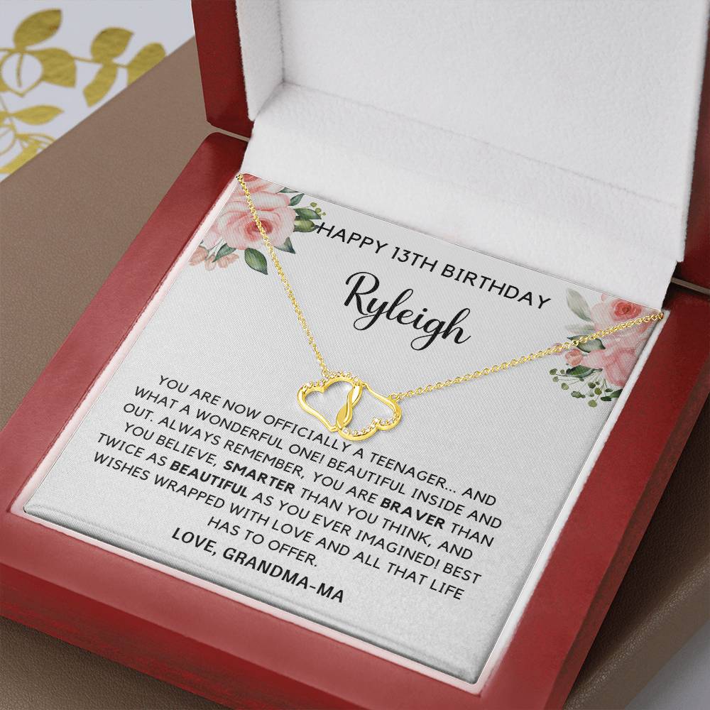 Happy 13th Birthday Solid Gold, Diamonds Necklace