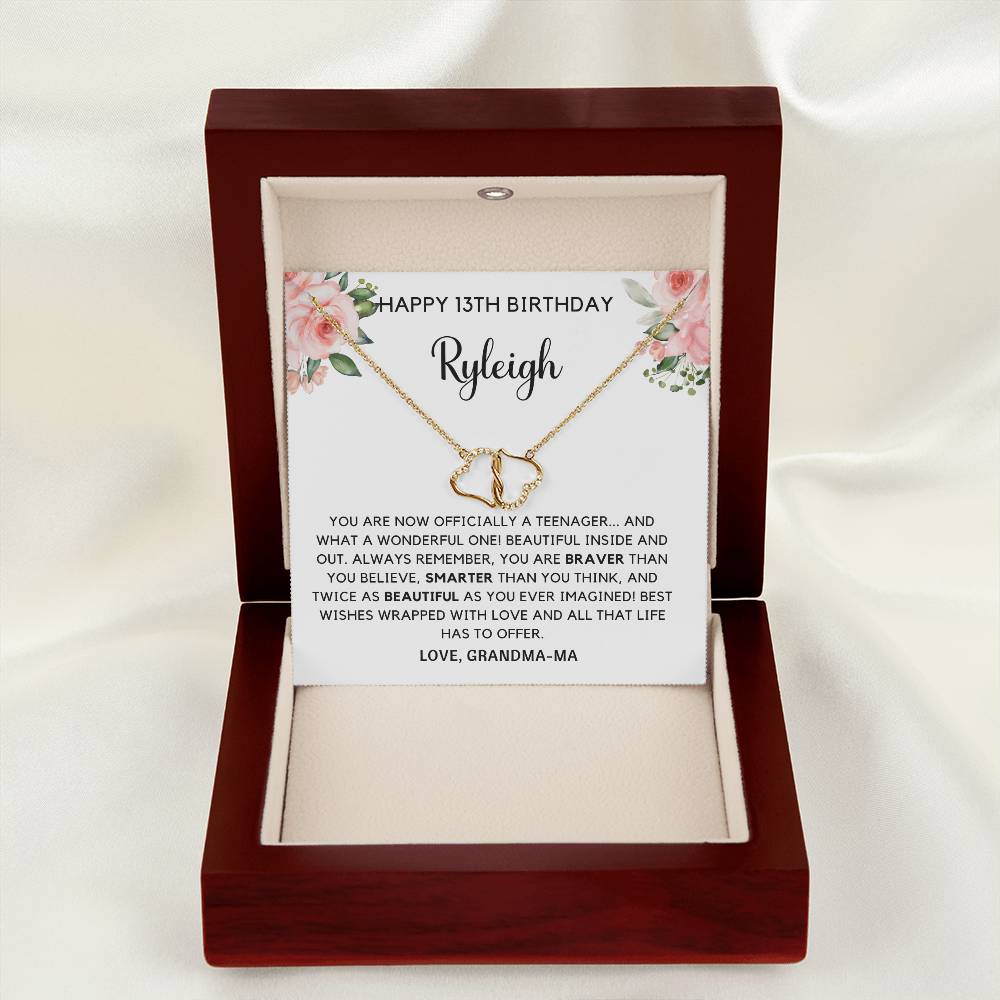Happy 13th Birthday Solid Gold, Diamonds Necklace