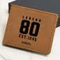 80th Birthday Mens Wallet, Personalized Leather Wallet, Birthday Gift for Him, Custom Wallet, Gifts for Dad, Est 1945