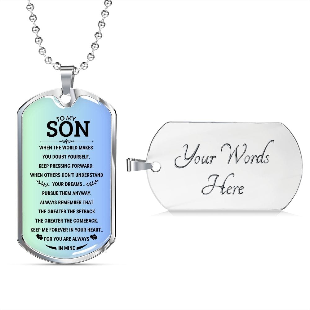 Custom Son Dog tag necklace, Bonus son gift for birthday from stepmom, To my Son graduation gift, Son in law gift, Personalized Dog tag