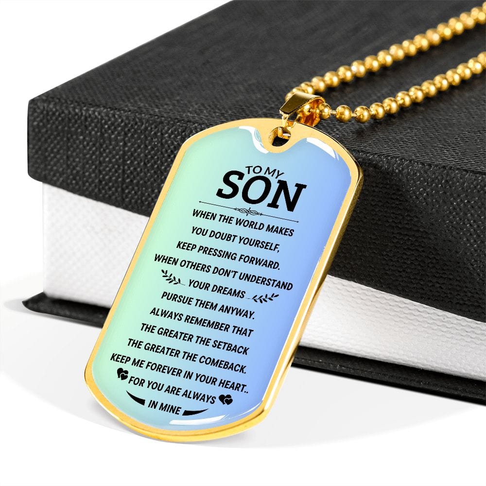Custom Son Dog tag necklace, Bonus son gift for birthday from stepmom, To my Son graduation gift, Son in law gift, Personalized Dog tag