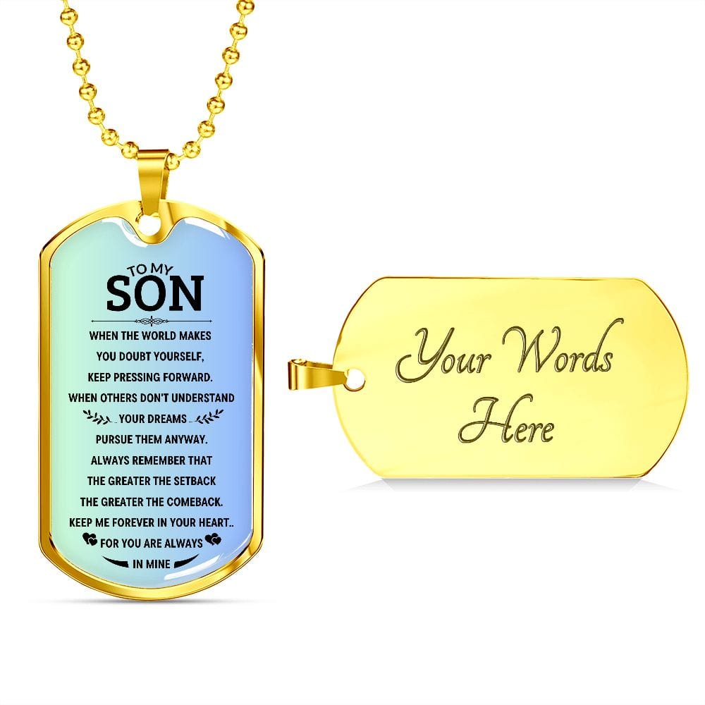 Custom Son Dog tag necklace, Bonus son gift for birthday from stepmom, To my Son graduation gift, Son in law gift, Personalized Dog tag