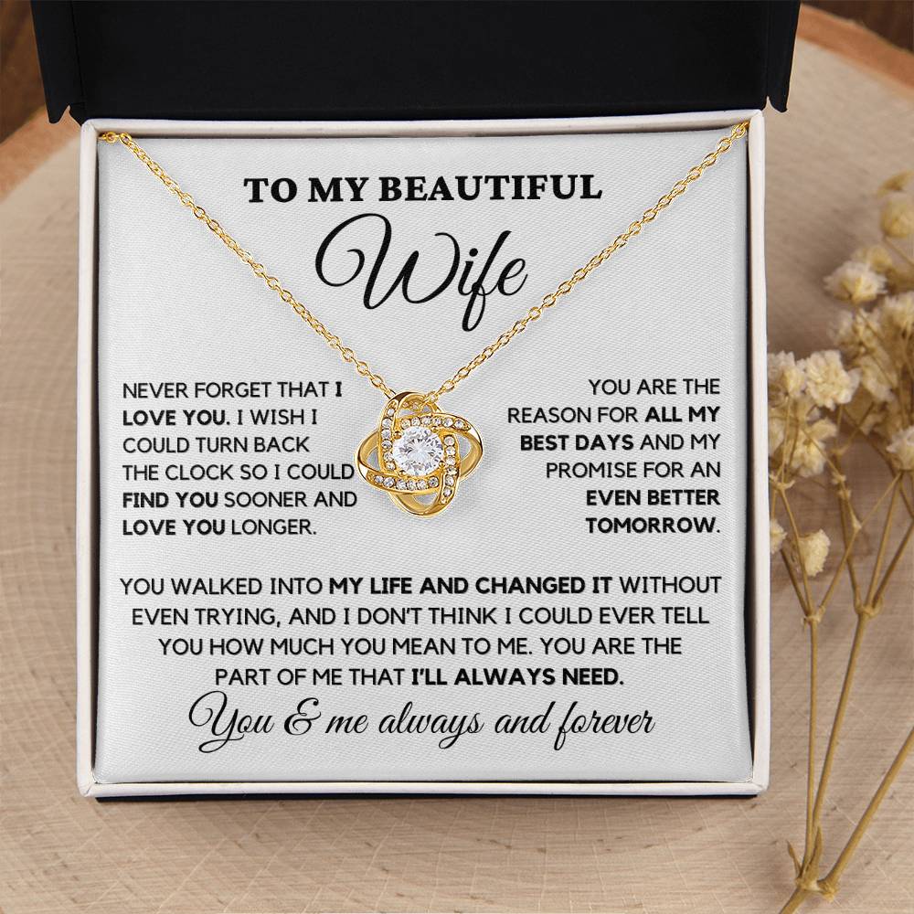 To my Wife- Loveknot Necklace - Never forget that I love you - MM-0001