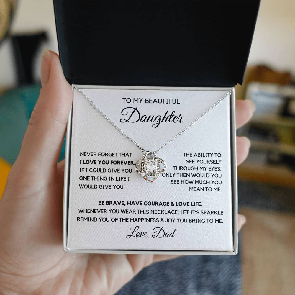 To my daughter Loveknot Necklace from Dad-Be Brave