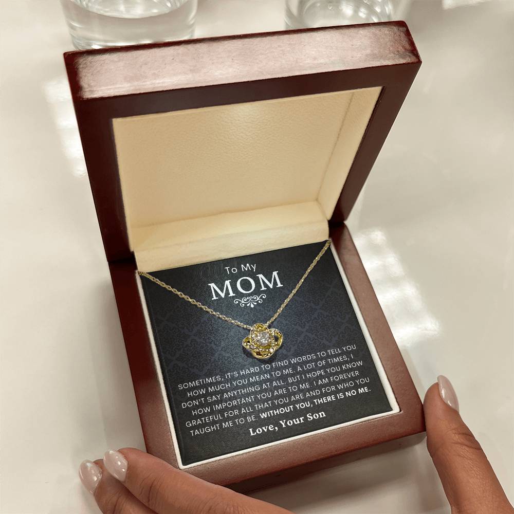 Son or Daughter to Mom Loveknot necklace