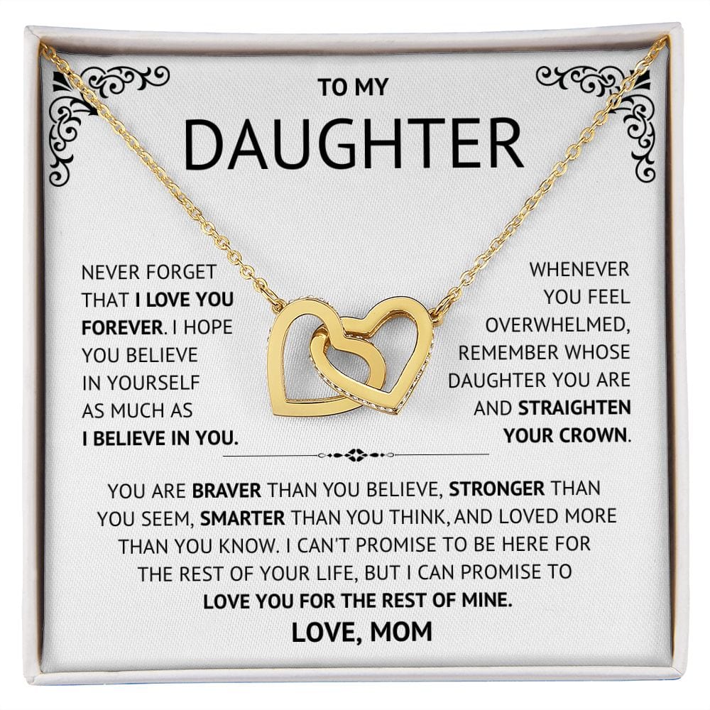To my Daughter from Mom Interlocking Heart Necklace, 18th Birthday Gift for Daughter From Mom, 21st Birthday, Graduation Gift