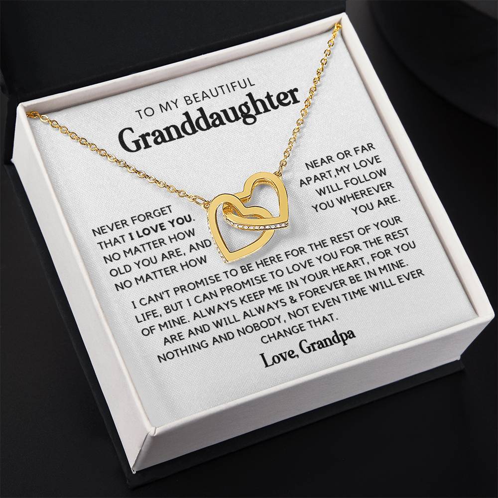 To My Beautiful Granddaughter - Interlocked Hearts Necklace Gift Set
