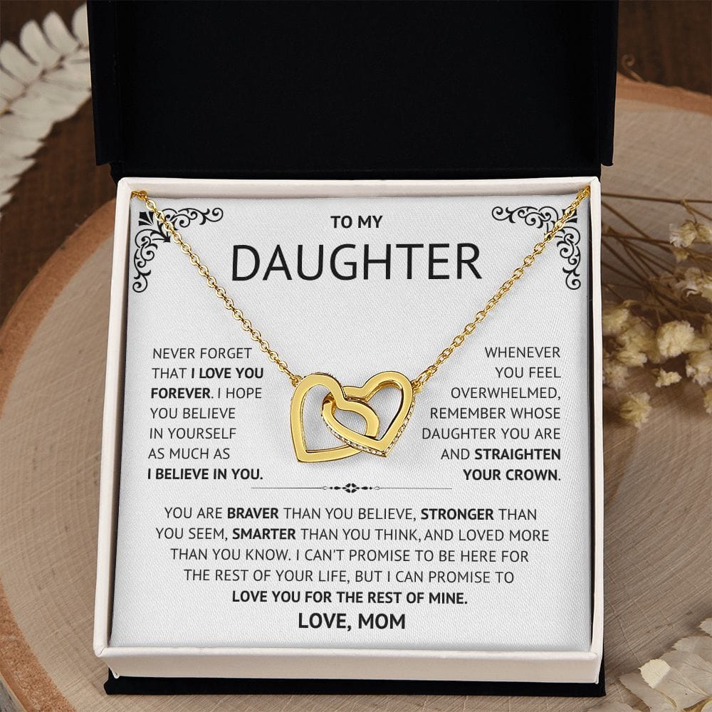 To my Daughter from Mom Interlocking Heart Necklace, 18th Birthday Gift for Daughter From Mom, 21st Birthday, Graduation Gift