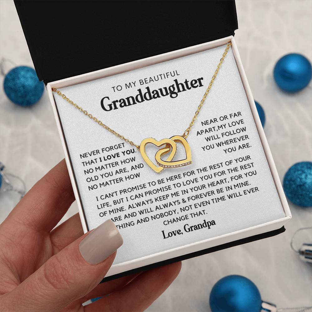 To My Beautiful Granddaughter - Interlocked Hearts Necklace Gift Set