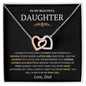 To my Daughter Interlocking Heart Necklace, Birthday Gift from Dad, Graduation Gift for Daughter Gold