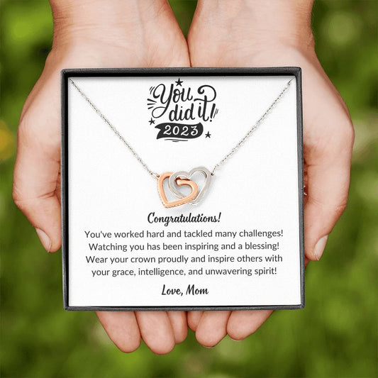 Graduation gift for Daughter from Mom, Graduation 2023 Interlocking heart necklace