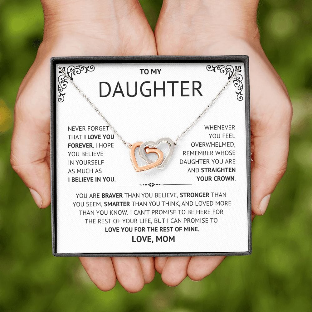 To my Daughter from Mom Interlocking Heart Necklace, 18th Birthday Gift for Daughter From Mom, 21st Birthday, Graduation Gift