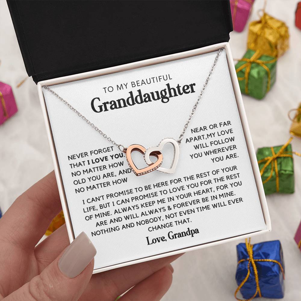 To My Beautiful Granddaughter - Interlocked Hearts Necklace Gift Set