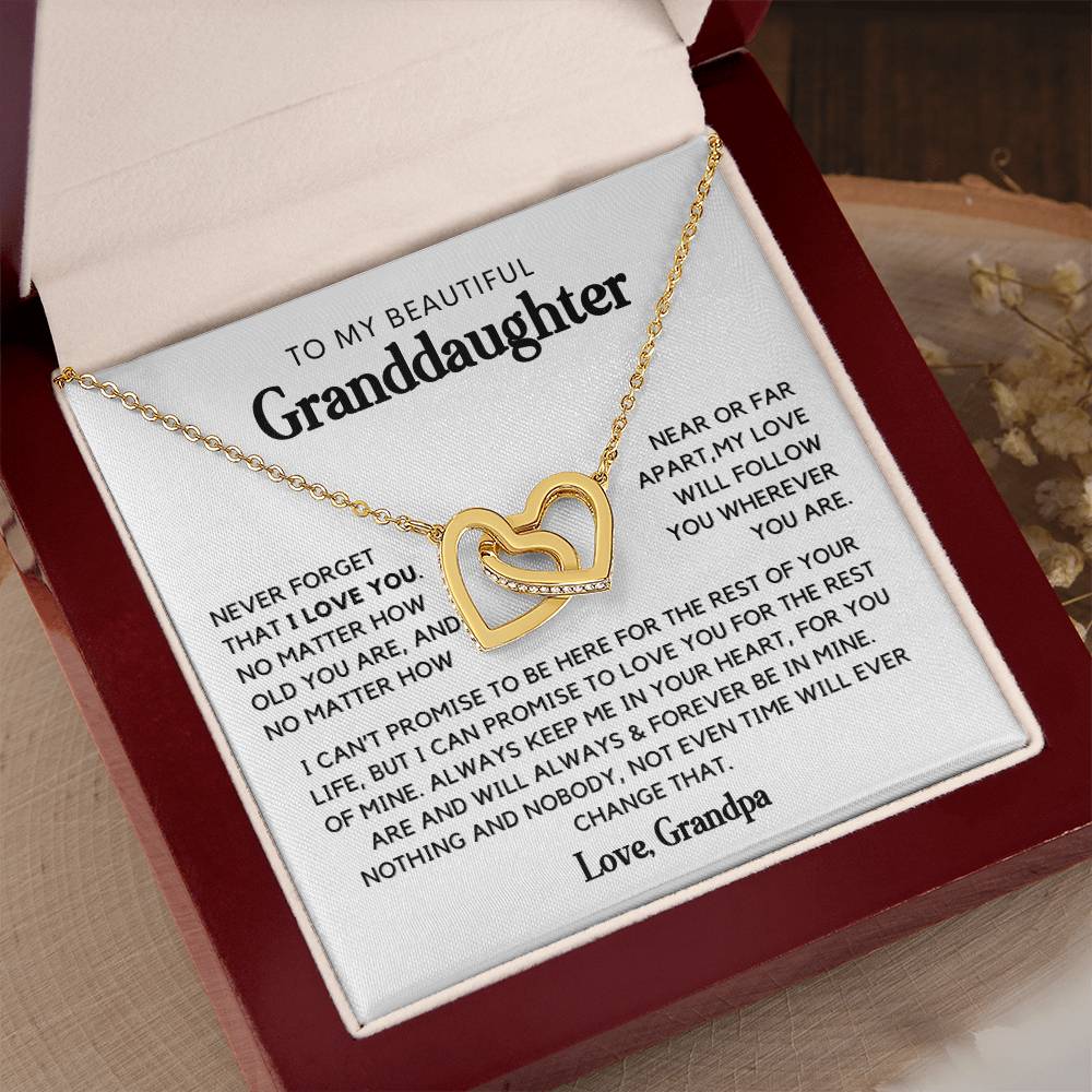 To My Beautiful Granddaughter - Interlocked Hearts Necklace Gift Set