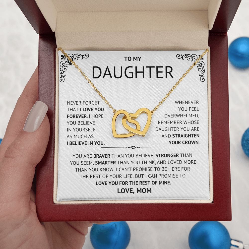 To my Daughter from Mom Interlocking Heart Necklace, 18th Birthday Gift for Daughter From Mom, 21st Birthday, Graduation Gift