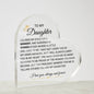 To Our daughter Heart Acrylic Plaque from Mom & Dad, Dad gift for Daughter,Birthday gift from Mom to Daughter
