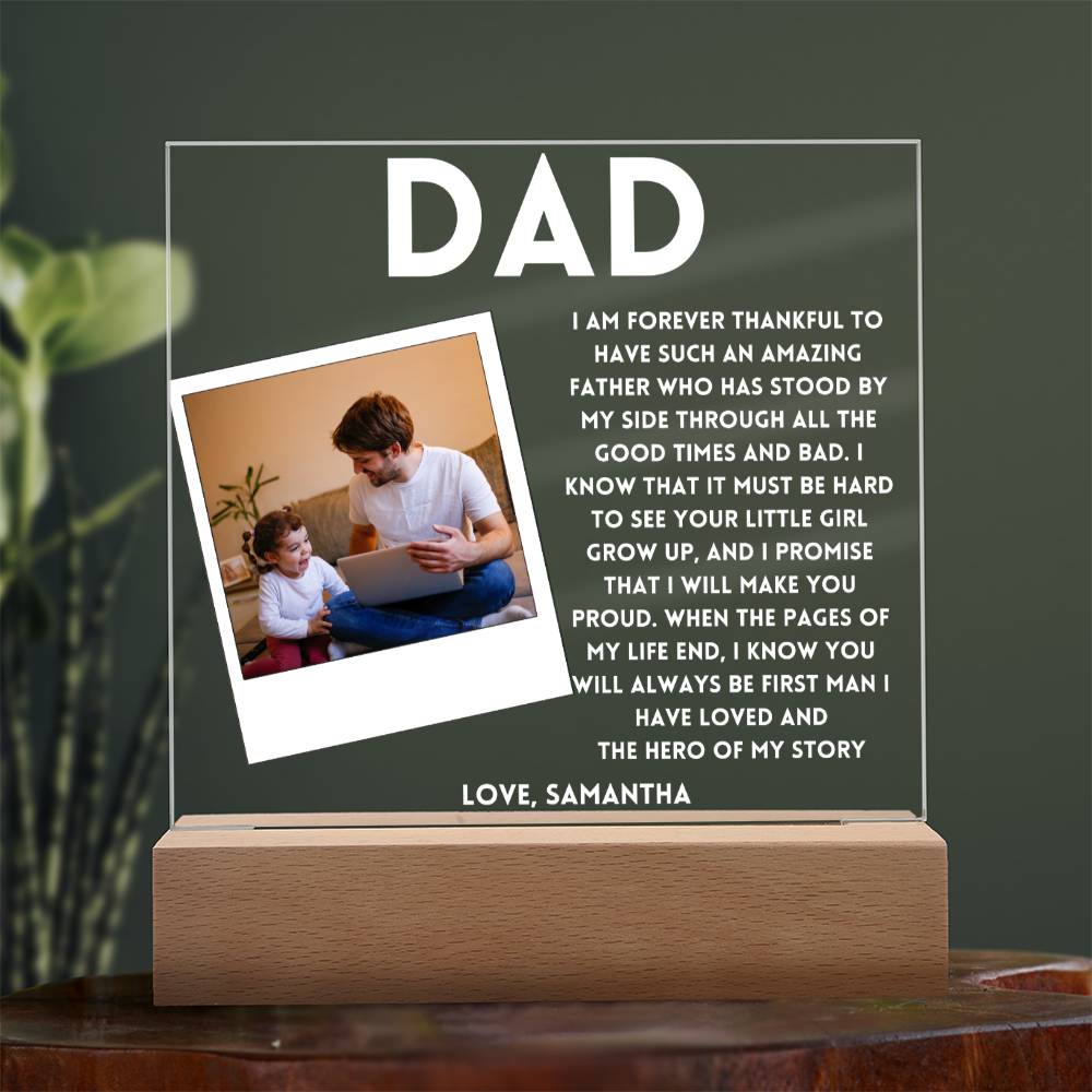 Personalized Photo frame for Dad Forever Thankful Father's day Gift
