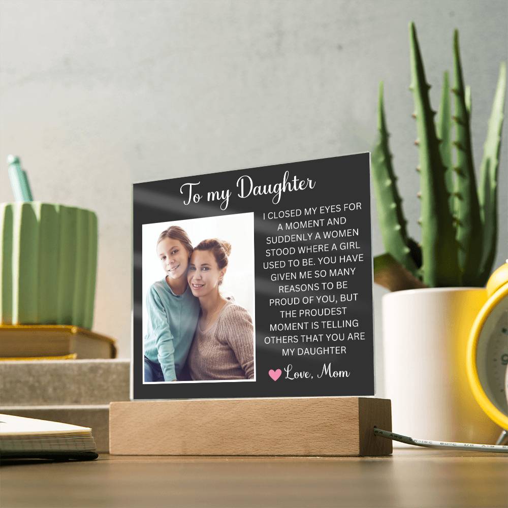 Personalized Letter to my daughter from Mom Acrylic Plaque Going away Keepsake LED Light Sign Gift for daughter Customized Gift from Dad