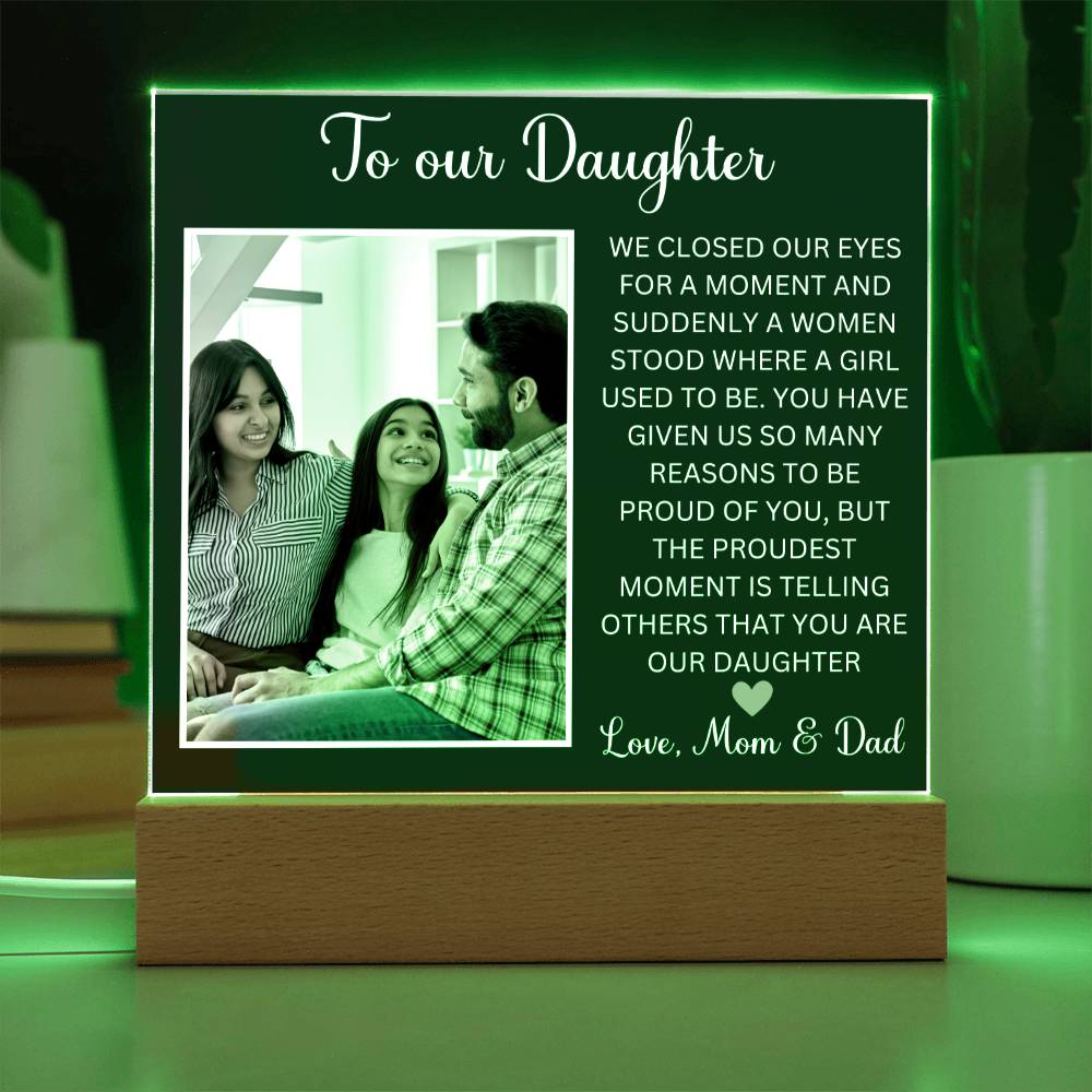 Personalized Letter to my daughter from Mom Acrylic Plaque Going away Keepsake LED Light Sign Gift for daughter Customized Gift from Dad
