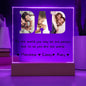 Personalized DAD Acrylic Plaque, Photo frame LED Light