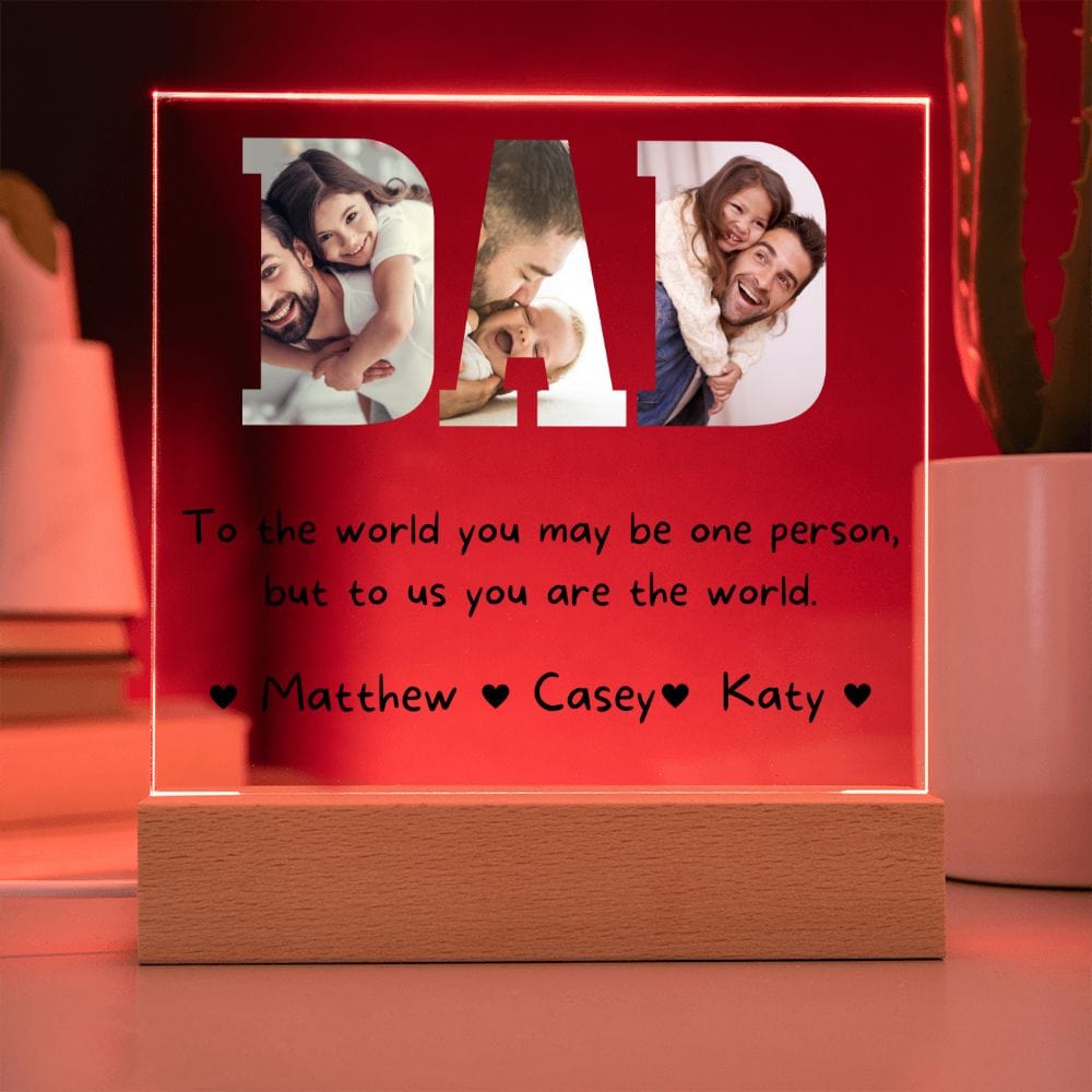 Personalized DAD Acrylic Plaque, Photo frame LED Light