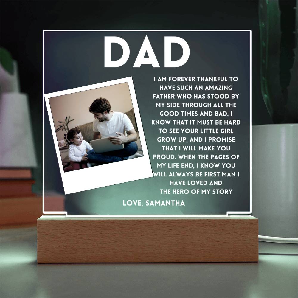 Personalized Photo frame for Dad Forever Thankful Father's day Gift