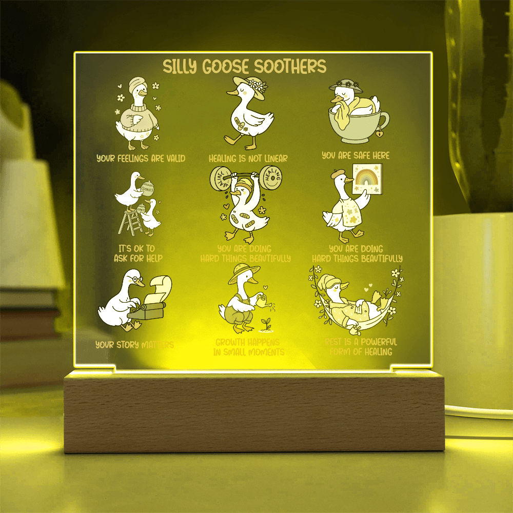 Silly goose soothers Gentle reminders Acrylic Plaque Mental health Art Self love reminders Self compassion Daily Motivation Therapist Decor