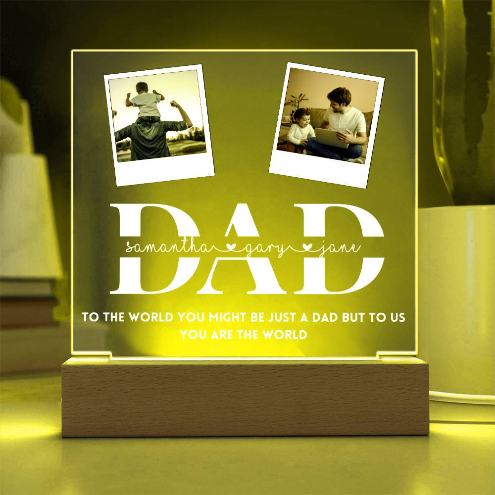 Personalized 2 photo frame from kids for dad, Father's day, Birthday Gift
