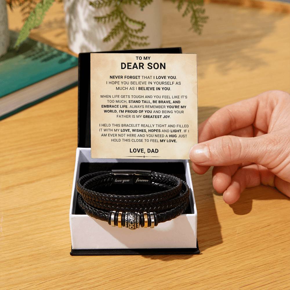 Gift for Son from Dad Vegan Leather Bracelet, Teenage Birthday Gift Ideas, 16th Birthday Gift for Son, Gift for adult Son