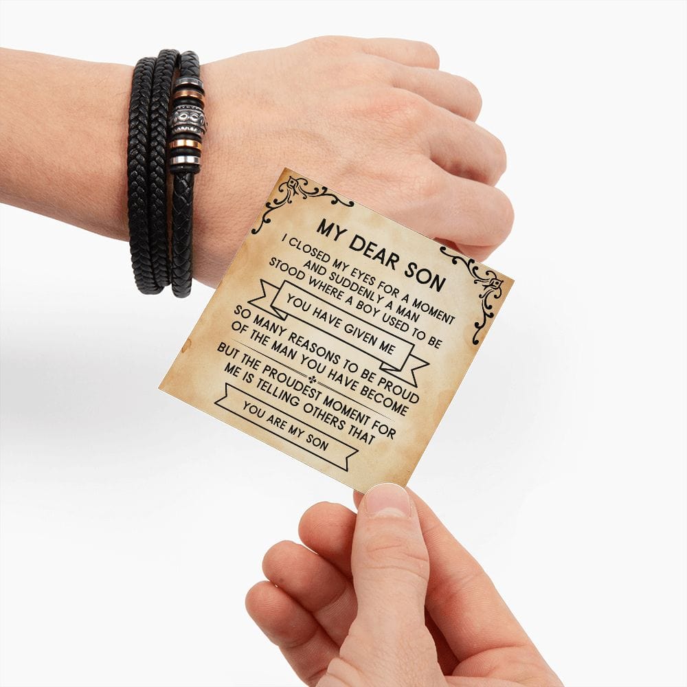 Gift for Son from Mom, Vegan Leather bracelet, Graduation Gift for Son From Dad, Birthday Gift