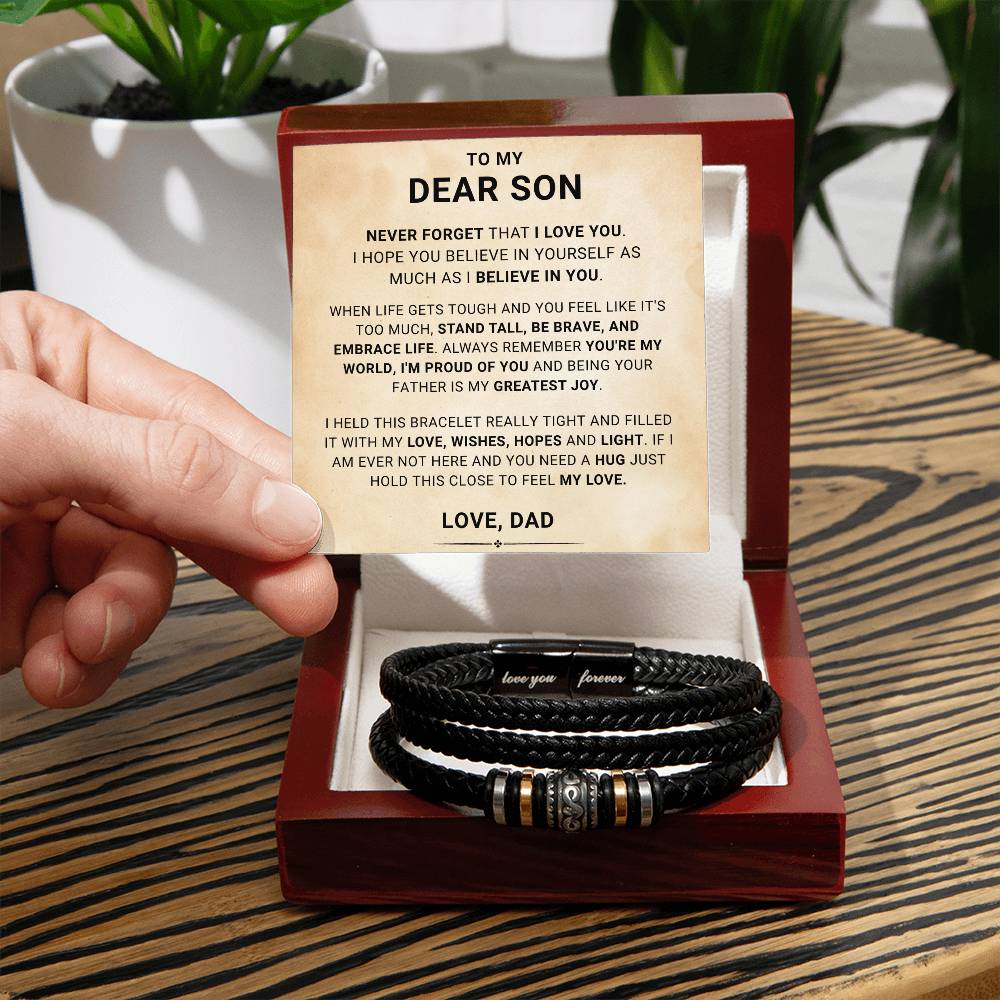 Gift for Son from Dad Vegan Leather Bracelet, Teenage Birthday Gift Ideas, 16th Birthday Gift for Son, Gift for adult Son