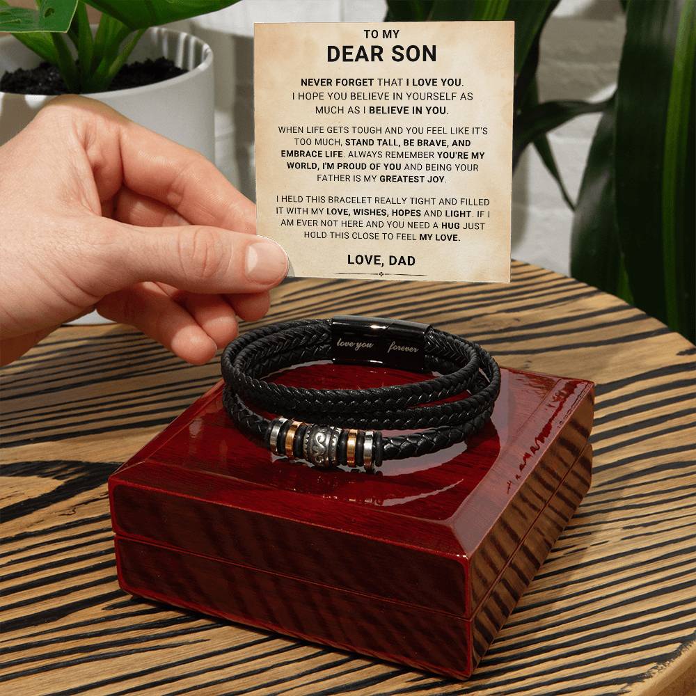 Gift for Son from Dad Vegan Leather Bracelet, Teenage Birthday Gift Ideas, 16th Birthday Gift for Son, Gift for adult Son