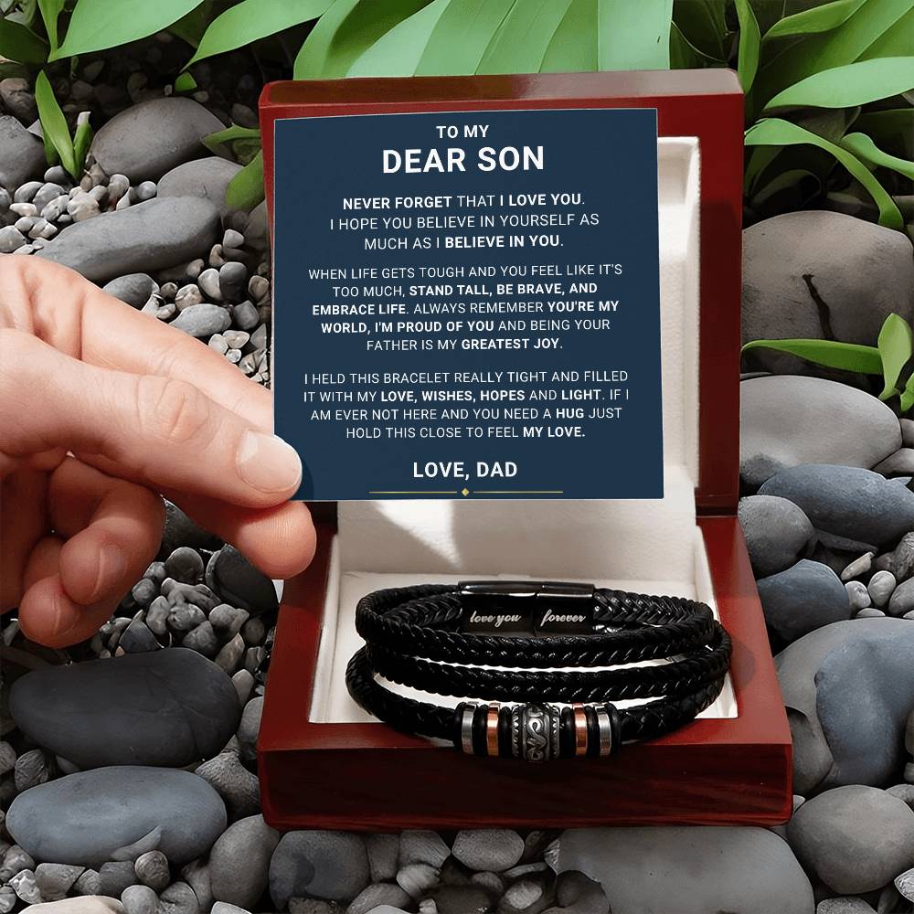 Gift for Son from Dad Vegan Leather Bracelet, Teenage Birthday Gift Ideas, 16th Birthday Gift for Son, Gift for adult Son