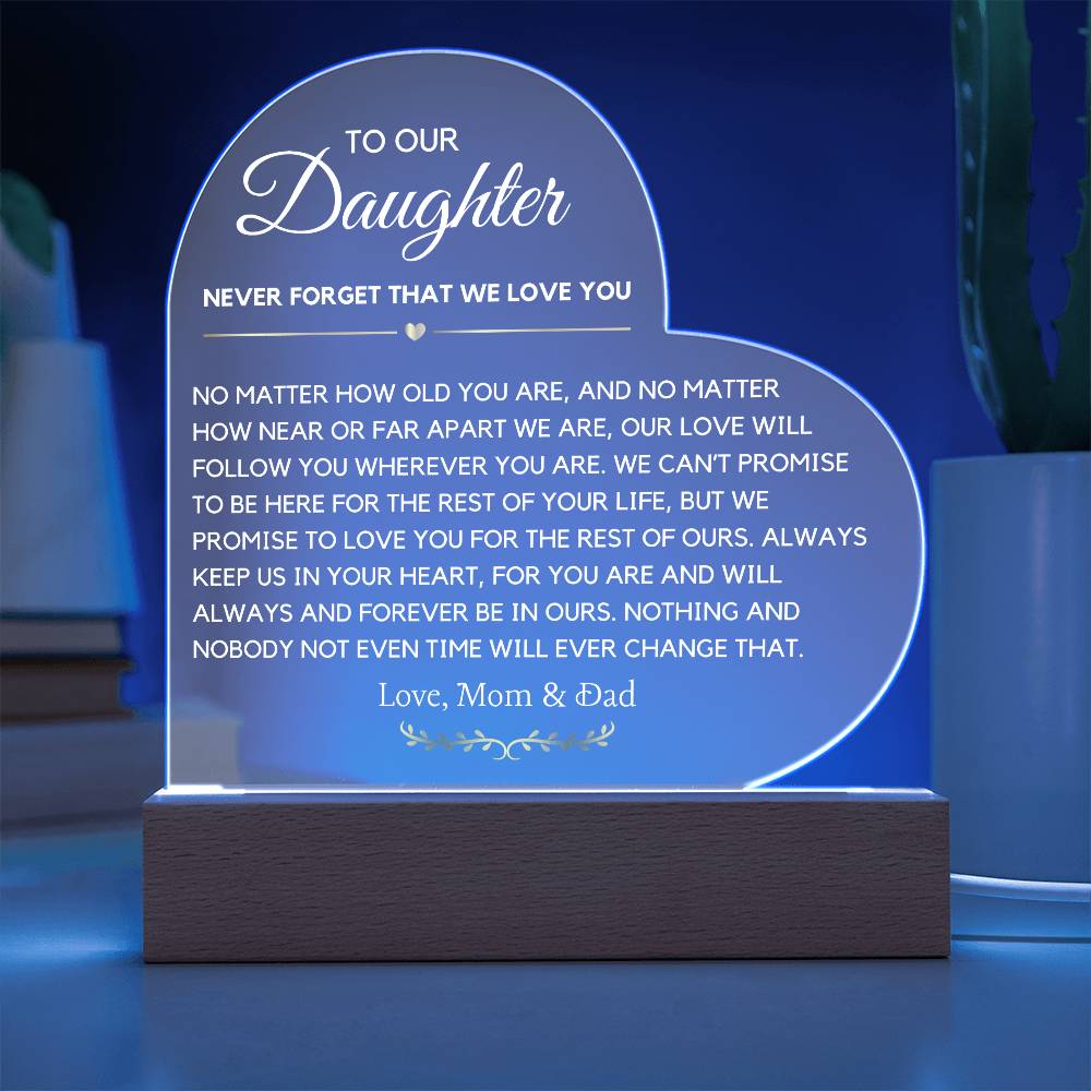 Letter to our Daughter From Mom & Dad Heart LED Acrylic