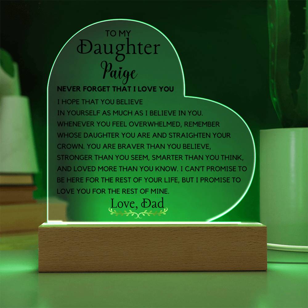 A letter to my daughter from Dad or Mom Acrylic Plaque