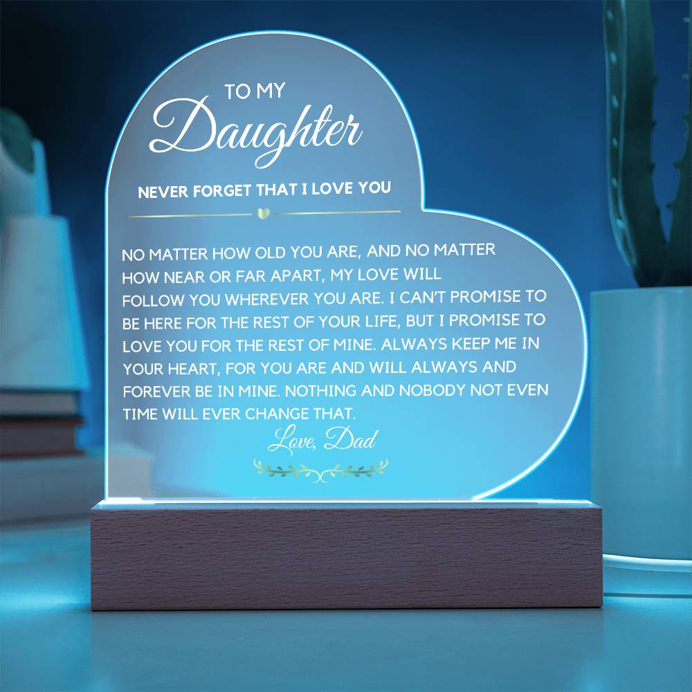 To my Daughter Letter from Dad Heart Acrylic Plaque