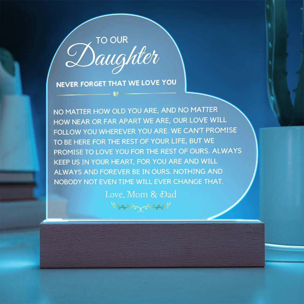 Letter to our Daughter From Mom & Dad Heart LED Acrylic