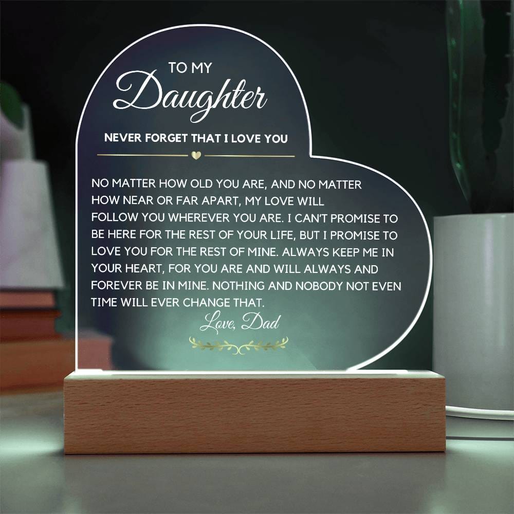 To my Daughter Letter from Dad Heart Acrylic Plaque