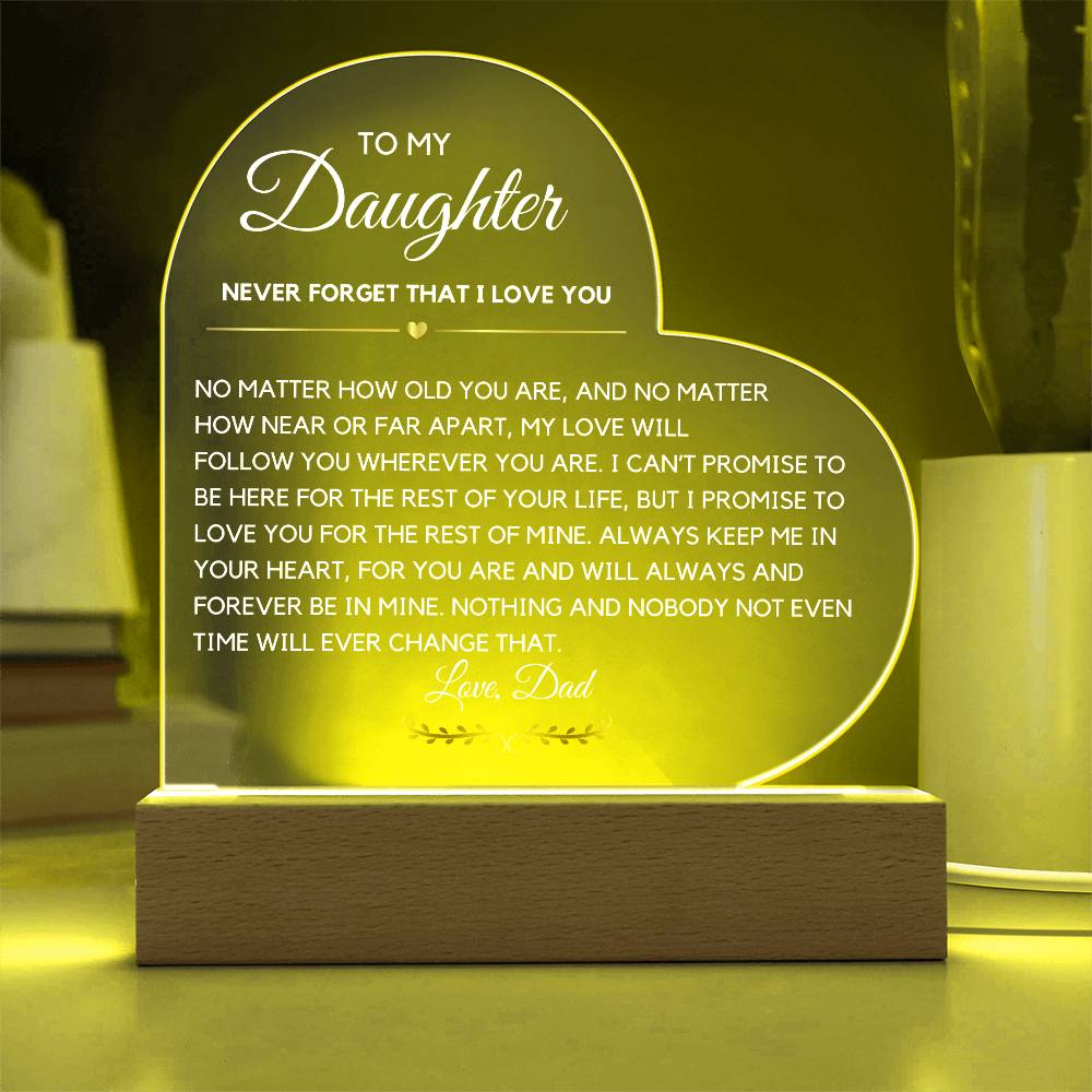 To my Daughter Letter from Dad Heart Acrylic Plaque