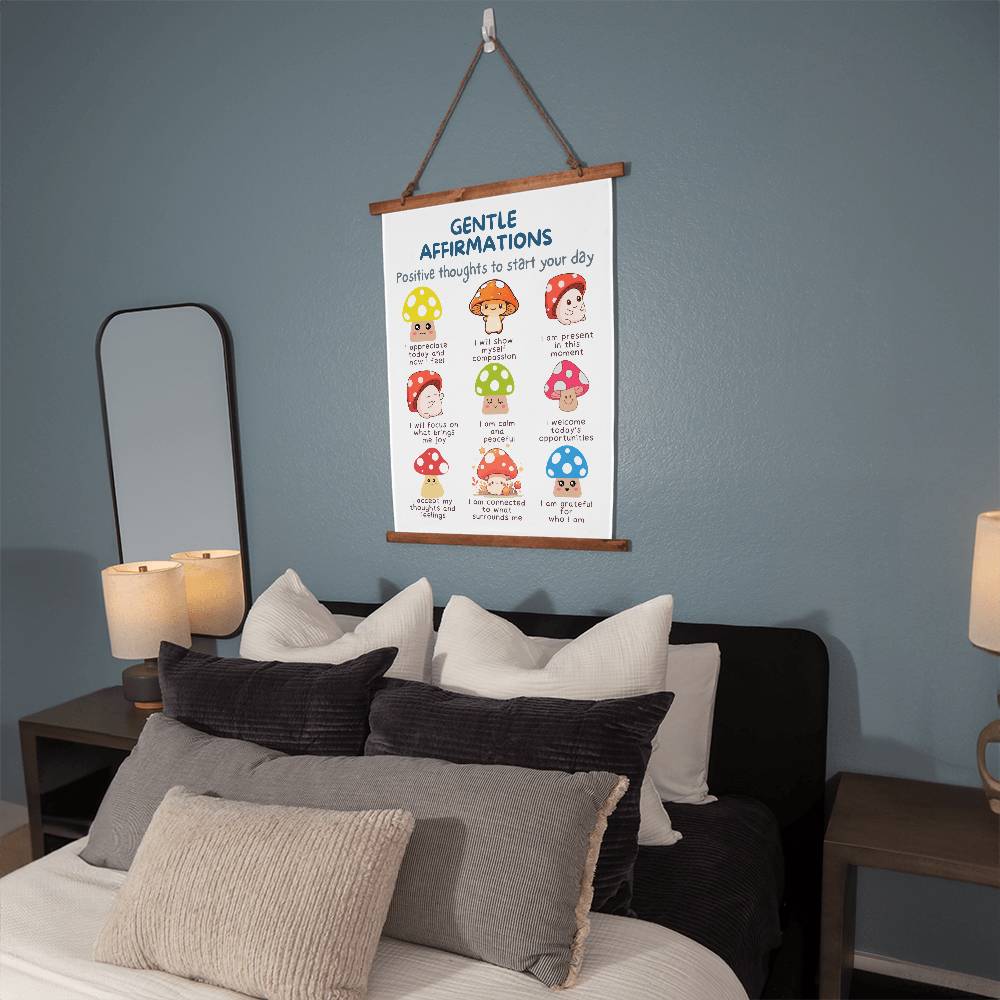 Gentle Reminders Wall Tapestry Mental health Art Self love reminders Self compassion Daily Motivation Therapist Decor Kid's room wall art